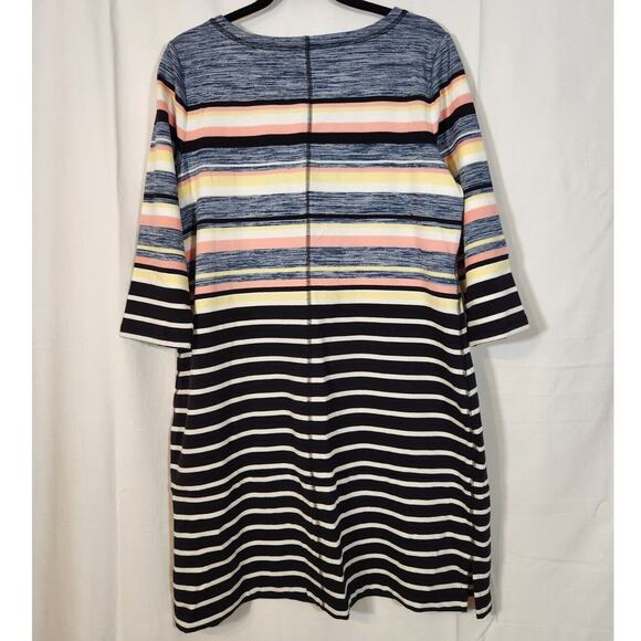 New Talbots 1XP $90 Colorful Stripe Cotton Blend Midi Beach Coastal Knit Dress - Picture 9 of 10